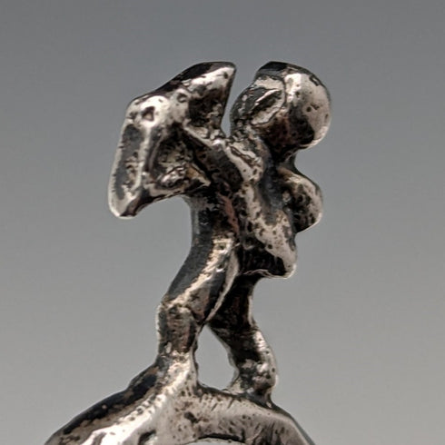 Circa 1890 Swiss antique sterling silver tea caddy spoon with shell and angel decoration